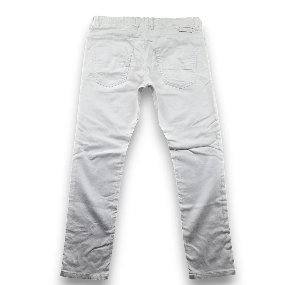 Diesel JoggJeans Pants Krooley R-NE Mens 34 White Elastic Waist Slim Straight